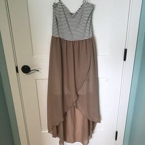 Skinny strap, high-low dress.